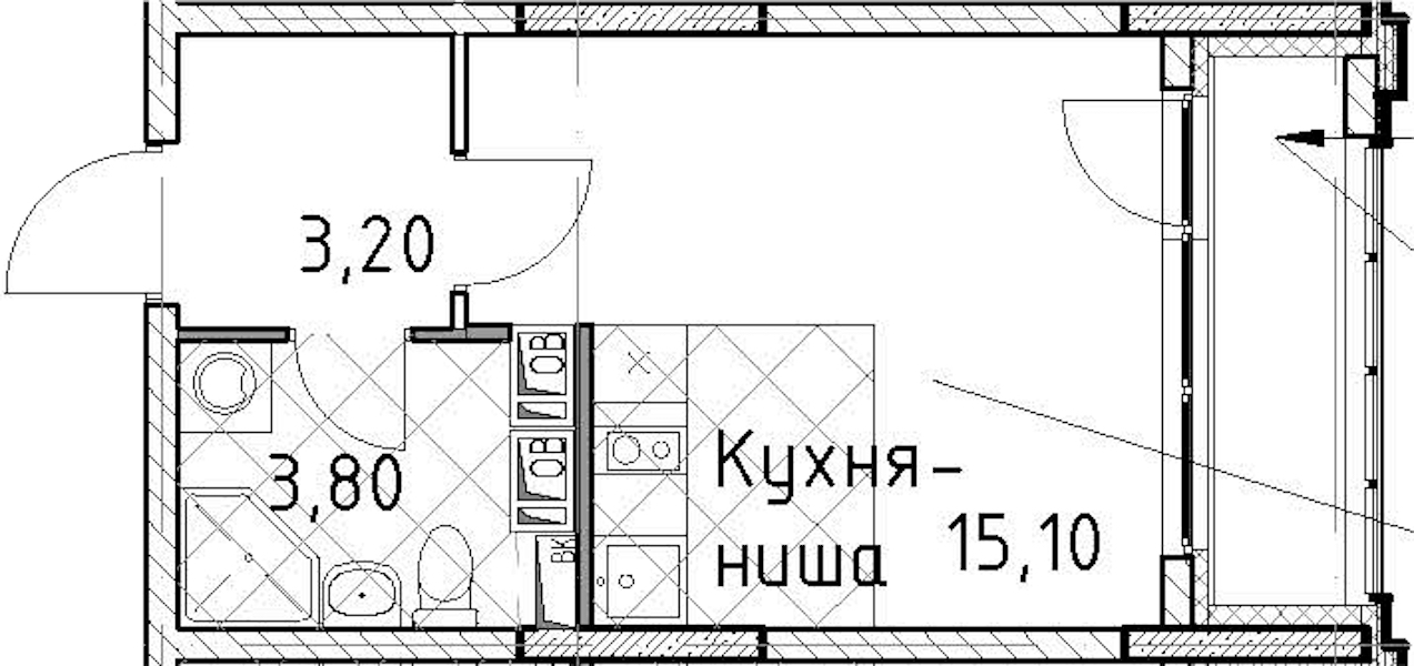 Квартира студия 23.6 м², 10/13 эт., ЖК «Тайм Сквер»